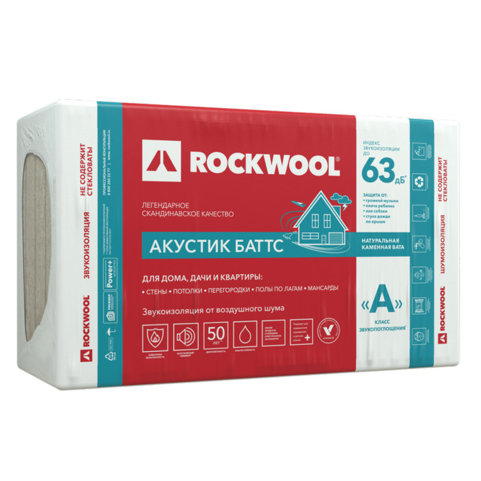 Звукоизоляция Роквул Акустик Баттс 200х600х1000